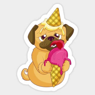 Pug Ice-cream Sticker